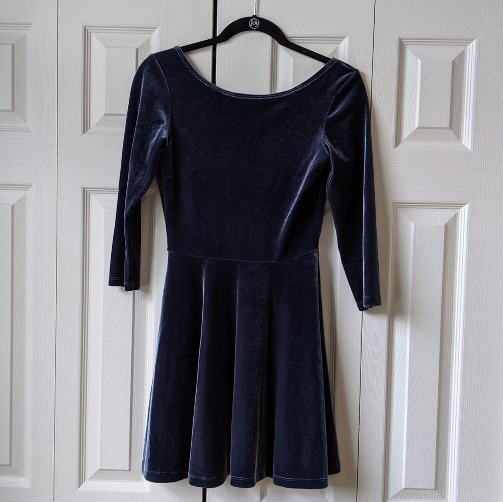 American Apparel 3/4 Sleeve Velvet Skater Dress